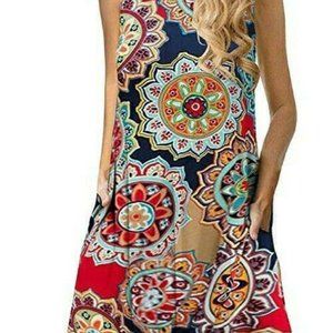 Women Casual T-Shirt Summer Dresses Floral Bohemia